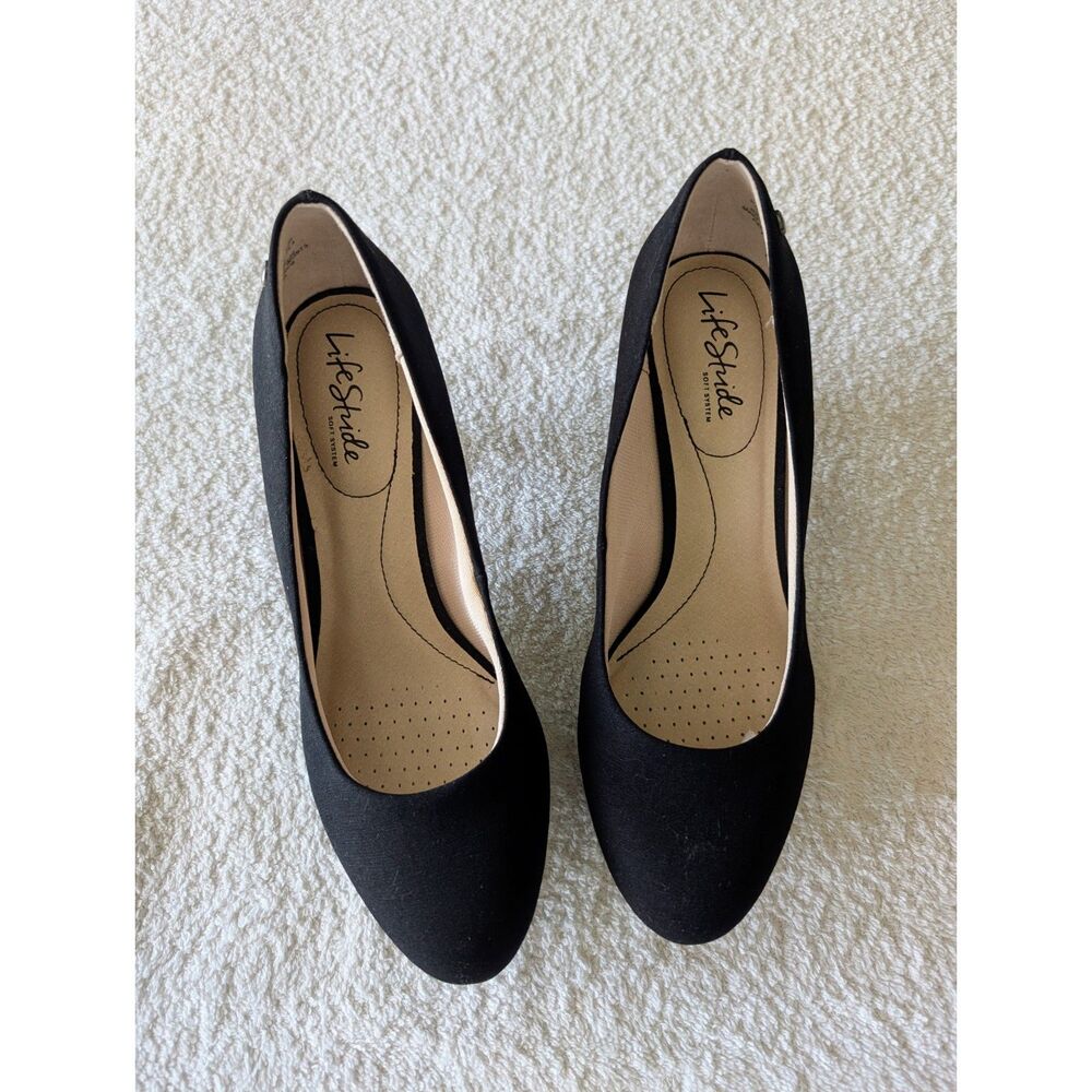 LifeStride 8.5W Black Pumps Soft System Comfort Round Toe Career Heels